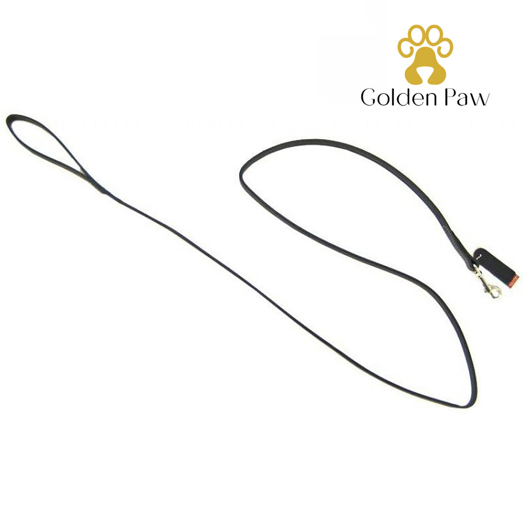 Golden Paw - Leather Lead - 6' Long - Black - 6' Long x 3/8" Wide