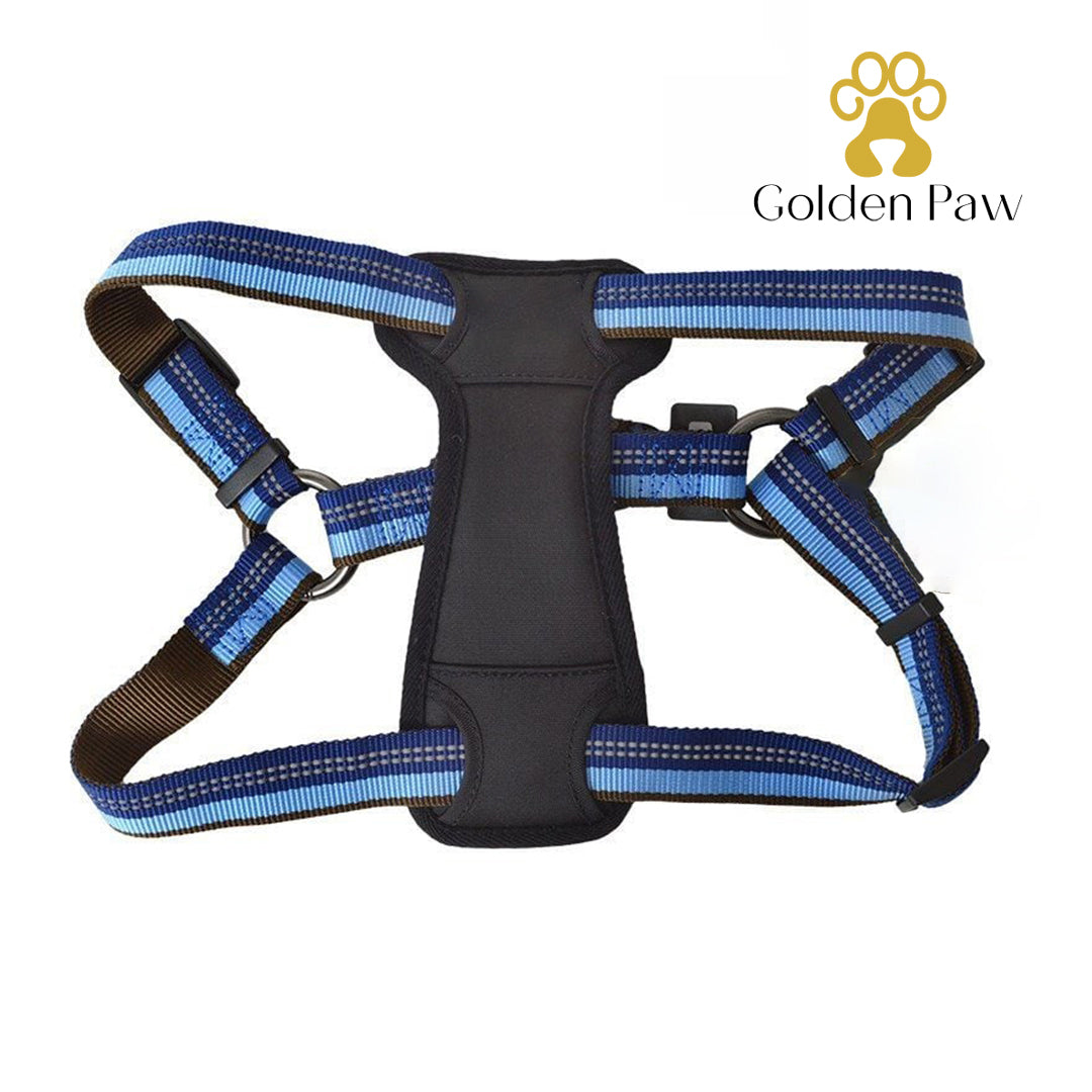 Golden Paw - Reflective Adjustable Padded Dog Harness - Fits 20"-30" Girth